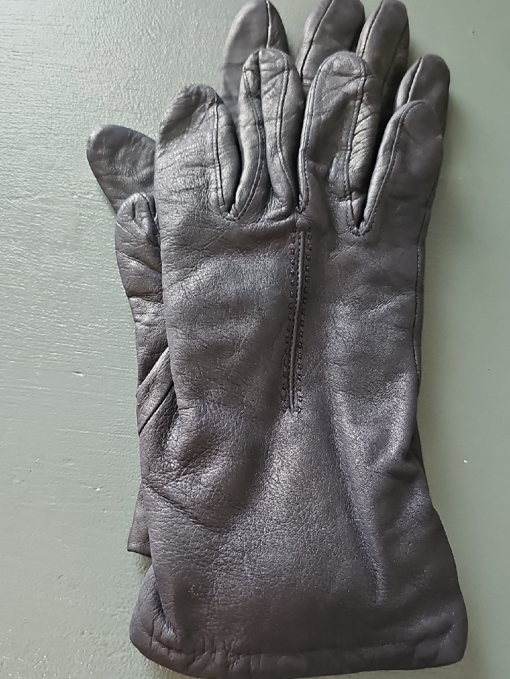 Grandoe Vintage Leather Knit Lined Gloves Womens Size 7.5 Black Winter Classic